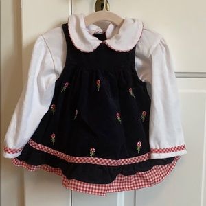 Corduroy and embroidered Christmas jumper set